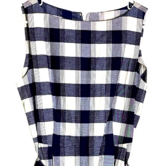 L.L. Bean Silk Blend Blue and White Plaid Flannel Sleeveless Dress Size 8 NWT 📦 - Picture 7 of 9